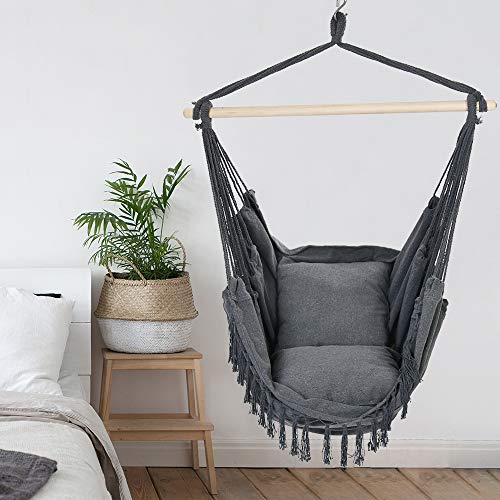 Patio Watcher Oversized Hammock Chair Hanging Rope Swing Seat with 2