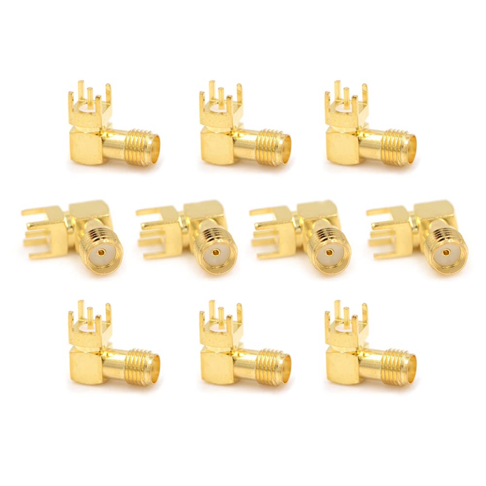 SMA Connector Female - Right Angle L shape Antenna RM Coaxial Adapter Connector Female SMA Connector (Pack of 10)