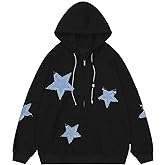 Lafaguw Cute Hoodie Women Men,Star Graphic Zip Up Hoodies Oversize Sweatshirt Harajuku Jacket Streetwear Preppy Clothes