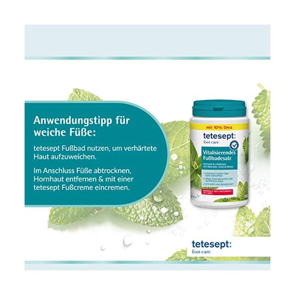 tetesept Foot Care Vitalising Foot Bath Salt - Foot Bath Additive with Sea Salt, 10% Urea and Essential Oils - Foot Salt…