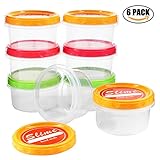 YUEAON 8 oz sturdy slime containers with lids plastic storage jars slime accessories supplies,6pack/250ml