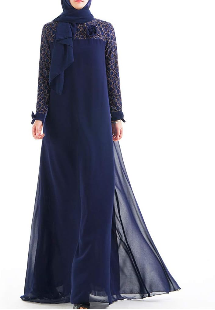 Lazzboy Abaya Dress Women Floral Sleeve Arab Dubai Boutonniere Bow Islamic Muslim Ladies Maxi Ramadan Dresses Kaftan