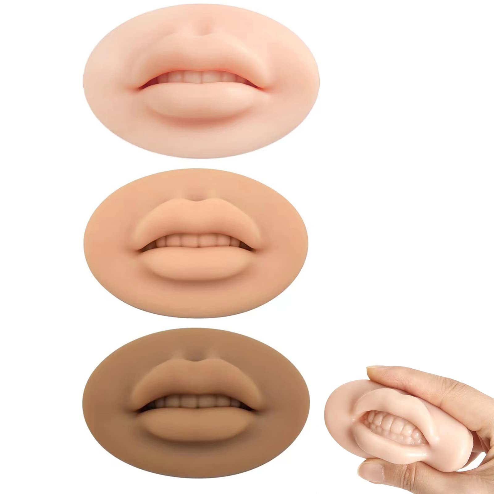 3 Color 3d Silicone Lips Realistic Premium Soft Permanent Makeup Tattoo Microblading Practice Skin Fake Lips for Piercing Practice