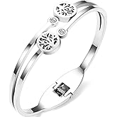 Jude Jewelers Stainless Steel Rose Gold Tree of Life Bangle Bracelet