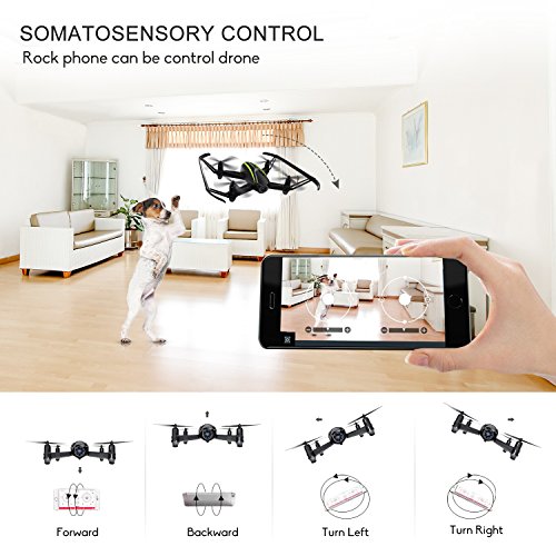 Drone-with-Camera-Potensic-U36WH-Drone-Quadcopter-With-720P-HD-Live-Camera-RTF-4-Channel-24GHz-6-Gyro360-Degree-Flip-Headless-Mode-Altitude-Hold-Function-Black