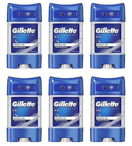Gillette Anti-Transpirant Deodorant Gel für Männer, 420 ml (70 ml x 6), 48h unsichtbarer Schweiß- und Geruchsschutz, Artic Ice