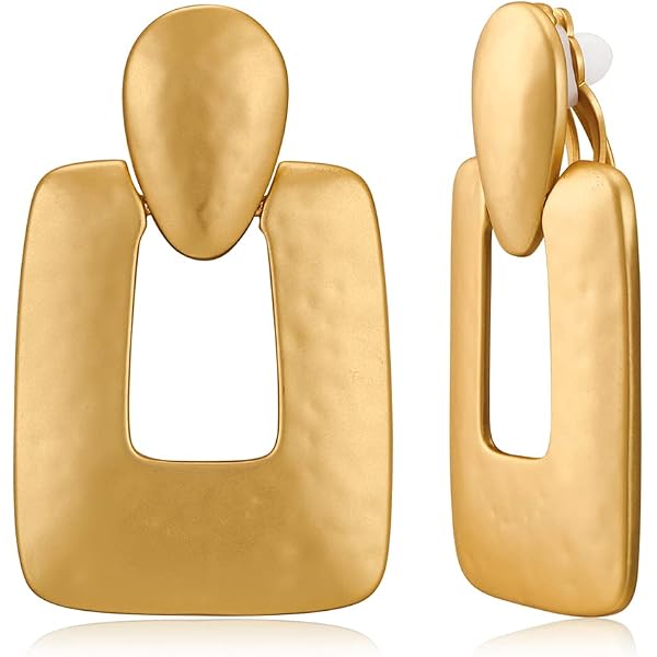 HESSAWELL Orecchini A Cerchio Clip-on Oro – Grandi E Comodi – Gioielli Moda Donna, Ideali Anche Per Orecchie Non Forate