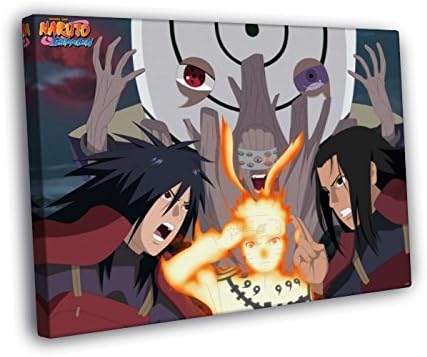 H4V6094 Naruto Uzumaki Madara Uchiha Hashirama Senju Gedo Statue Anime Manga Art 40x30 FRAMED CANVAS PRINT