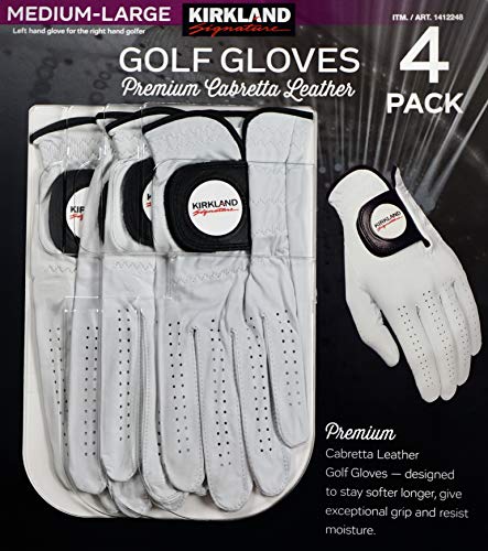 KIRKLAND-SIGNATURE-Golf-Gloves-Premium-Cabretta-Leather-Medium-Large-4-Pack