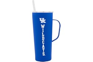 Decorvo NCAA 20 oz. Stainless Steel Tumbler with Handle - Officially Licensed Double Walled Insulated Roadie with Slide Lid and Straw (Kentucky - Blue)