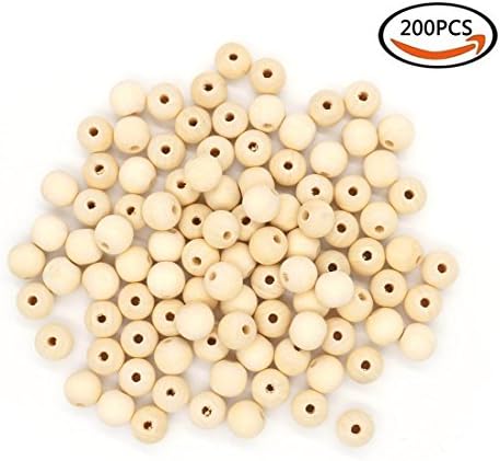 LuckyStar365 200pcs 10mm Natural Round Wooden Beads, Natural Color Round Ball Wood Spacer Beads For DIY Jewelry Making (10mm)