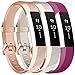 Vancle Bands Replacement for Fitbit Alta HR and Fitbit Alta (3 Pack), Newest Sport Replacement Wristbands with Secure Metal Buckle for Fitbit Alta HR/Fitbit Alta (Champagne Rose-Gold Fuchsia, Small)