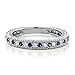 Gem Stone King 925 Sterling Silver Blue and White Created Sapphire Ring | Ladies Anniversary Wedding Band Ring For Women | 0.48 Cttw | Available In Size 5, 6, 7, 8, 9