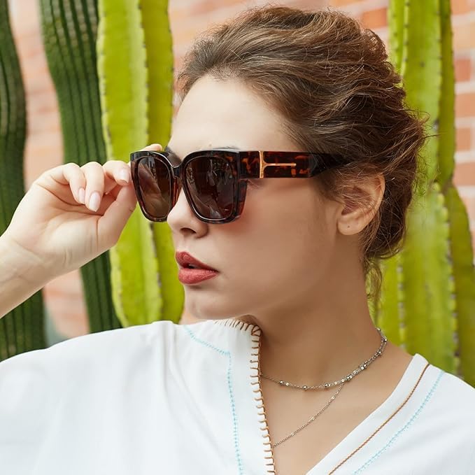 Face Shadow Polarized Sunglasses Fit Over Glasses, Trendy Square Sunglasses Over Glasses for Driving UV Protection Lightweight