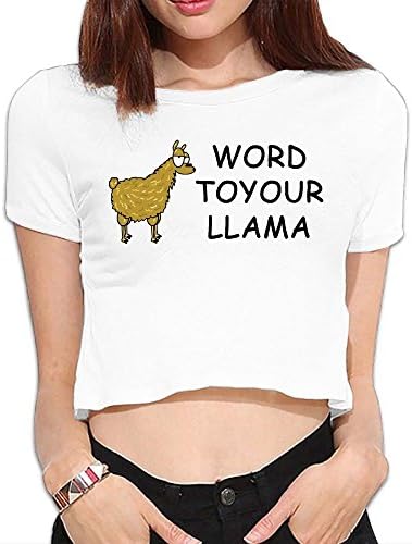 PolkBro Word To Your Llama Sexy Womens Cropped Tops Tees Short T-shirt Blouse Clubwear