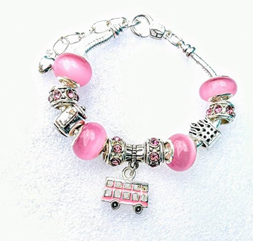 3D London Double Decker Charm Beads European Bracelet Rhinestones Murano
