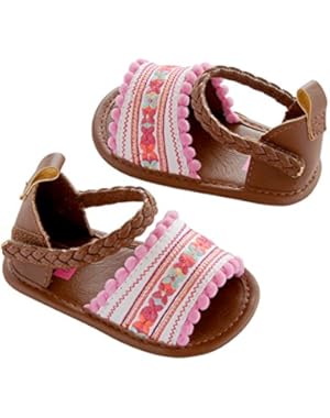Baby Girl Crib Shoe Multi-Color/ Embroidered, Newborn Sandal