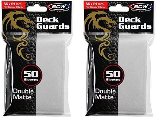 BCW 2 50ct Packs (100) Mat Deck Guard WHITE DOUBLE MATTE Finish for Standard Size Collectible Cards - Deck Protector Sleeves for MTG Magic the Gathering, Pokemon, L5R, WOW, [2-Pack Bundle]