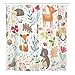 Emvency Shower Curtain Kids Colorful Hedgehog with Cute Cartoon Forest Animals White Different Plants Children's Branch Fox Waterproof Polyester Fabric 72 x 72 inches Set with Hooks