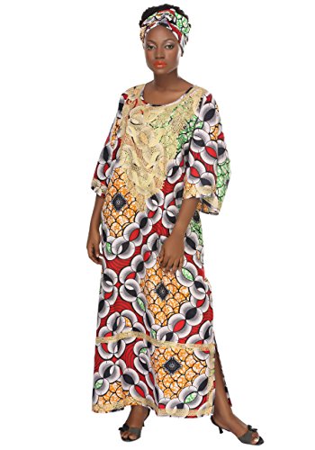 African Planet Women's Printed Afrocentric Kaftan Caftan Maxi Dress