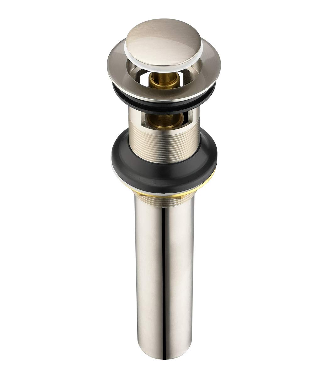 Purelux Bathroom Sink Drain Stoppper Faucet Vessel Vanity Sink Pop Up Drain Assembly with Overflow, Brushed Nickel Finish