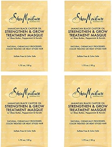 SheaMoisture Jamaican Black Castor Oil Strengthen & Grow Treatment Masque Packet 1.75 Fl oz / 50 g ( 4 Pack)