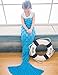 Mermaid Tail Blanket Crochet Mermaid Blanket for Adult and Kids, All Seasons Sleeping Blankets, Warm Soft Living Room Sleeping Bag,Birthday Christmas Gift (Kids, Sky Blue)