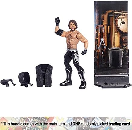 AJ Styles: WWE x Elite Collection Action Figure + 1 Official WWE Trading Card Bundle (DXJ31)