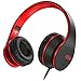 Sentey Headphone with Microphone for Travel Work Running Sport Kids Women Headphones Headset for Music Gaming Premium Mesh Cable Deluxe Carrying Case Included Ls-4225 PLUS New Driver Updated Flow Red