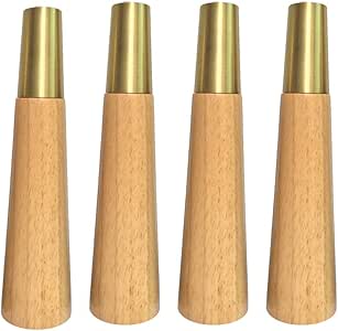 ABBD Patas de Muebles de Madera Base de latón, Patas de sofá de Madera