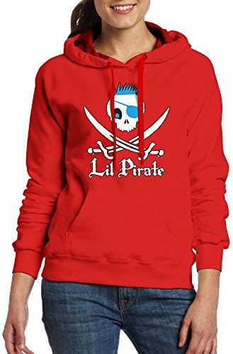 LOID KLAF LIL Pirate Boy Jolly Roger Skull & Swords Style Casual Women Hoodies Long Sleeve Drawstring Sweatshirt L