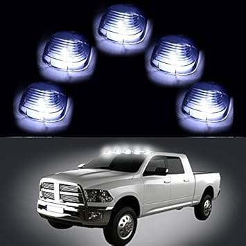 5X Amber Cab Marker Light Lens Roof Running Light+White LED For Ford F-250 F-350