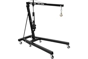 2 Ton Engine Hoist, 4400 LB, Heavy Duty Folding Engine Crane with Adjustable Telescopic Booms & 6 Wheels, Foldable Portable S