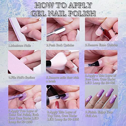 TITIMKUP Gel Nail Polish Set, 6 Colors Light Pink Purple Gel Polish Set Dark Purple Starry Sky Purple Soak Off UV LED Nail Gel Polish Kit Winter Fall Gel Varnish Manicure Kit Gift Box Set for Christmas Day and Party