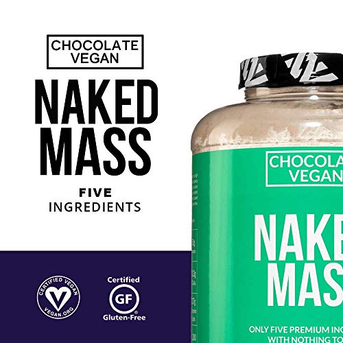 Naked Mass Chocolate Vegan Weight Gainer 8lb Bulk, GMO Free, Gluten