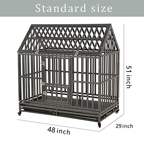 LUCKUP Heavy Duty Dog Cage Metal Kennel and Crate for Medium and Large Dogs, Pet Playpen with