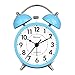 HENSE Classical Retro Twin Bell Mute Silent Quartz Movement Non Ticking Sweep Second Hand Bedside Desk Analog Alarm Clock with Nightlight and Loud Alarm HA01 (Blue)