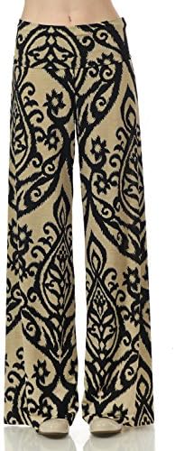 Women's Casual comfort Palazzo Pants (1X-Large, P264 Taupe Black)