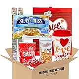 Valentine Gift Set | Travel Mug, 6 Pack SwissMiss Marshmallow Hot Cocoa, Giant Peppermint Candy Stir Sticks, Hershey’s Kisses Milk Chocolate, Pirouline Cream Wafers & V-Day Gift Bag