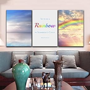 3 Panel Seascape with a Rainbow with Inspirational Quotes Gallery 16 x24 x 3 Panels