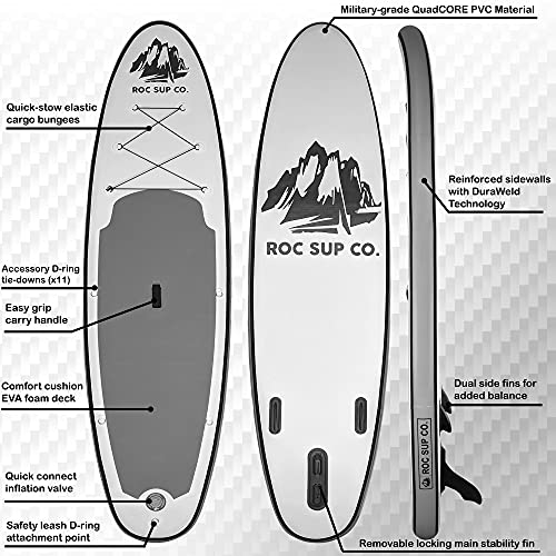 Roc Paddle Boards Inflatable Premium Paddleboard Pack W/ Heavy Duty