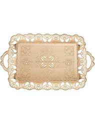 Turkish Ottoman Coffee Tea Beverage Serving Flower Tray (Antique Gold)