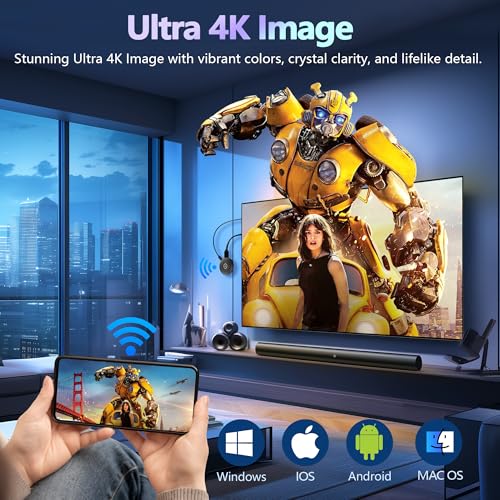 2026 Wireless HDMI Dongle 4K for TV, 2.4/5G Ultra Low Lag, Miracast Wi-Fi HDMI Wireless Dongle, Airplay Adapte, Wireless Mirroring Video Audio for Phone i-OS Android Pad DLNA Mac PC to TV Monitor