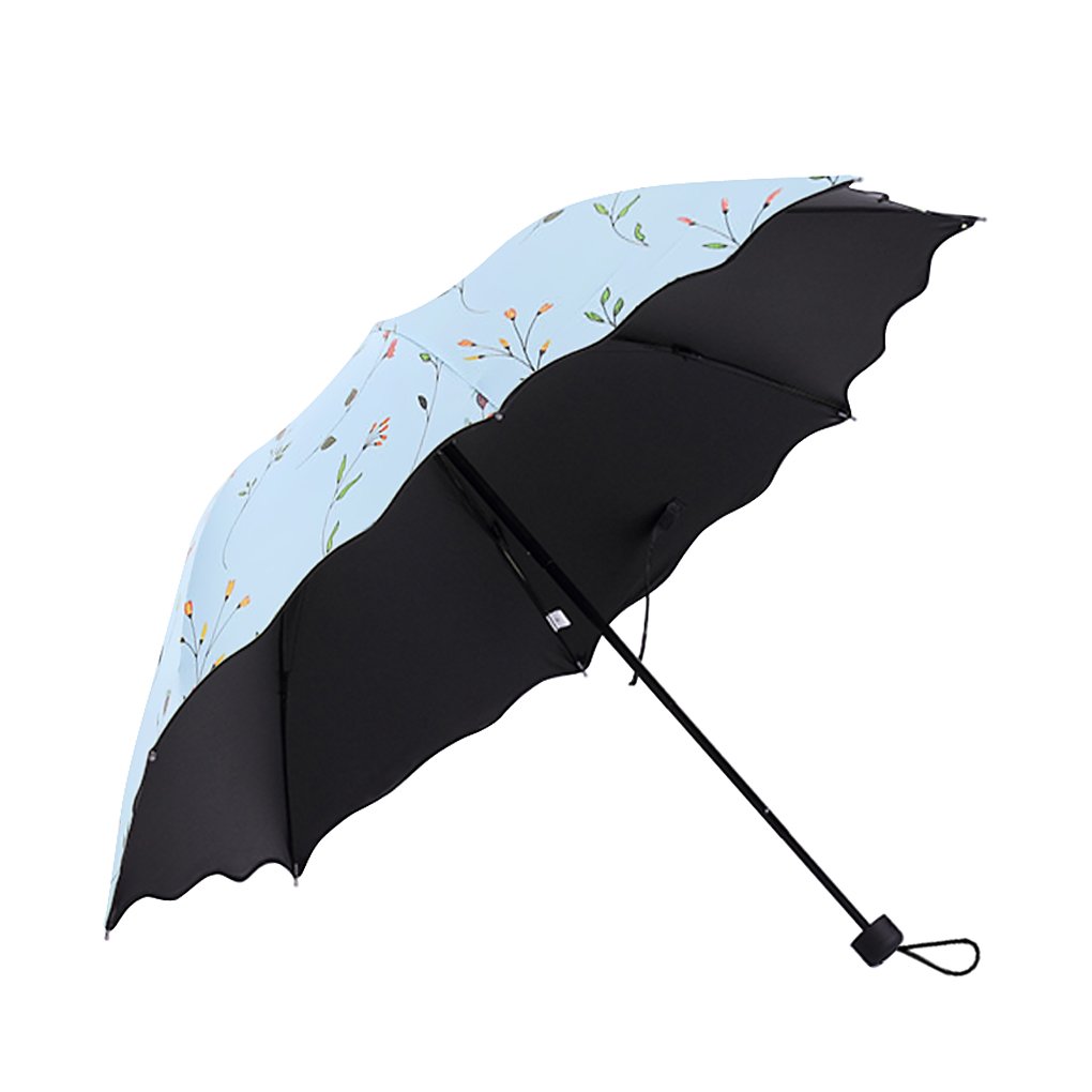 YJZQ Portable Folding Automatic Umbrella Telescopic Lightweight Compact Travel Sun Umbrellas Parasol Windproof, Rainproof & 99% UV Protection with Black Anti-UV Coating, UPF53+