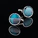 Barry.Wang Plaid Ties Check Mens Necktie Set with Handkerchief Cufflinks Classic Stripe Teal