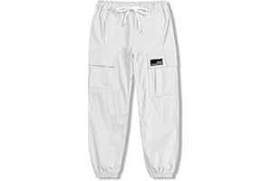 Cromoncent Girls&Womens Cargo Pants Elastic Waist Lightweight Outdoor Jogger Pants, 6 Years - XX-Large