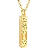 InfuMemo Tree of Life Urn Necklace Stainless Steel Cremation Jewelry for Ashes Memorial Pendant Locket Vertical Bar Keepsake Necklace Jewelry for Women Men - With Me Always