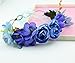 Vivivalue Handmade Rose Flower Headband Hair Wreath Halo Floral Garland Crown Headpiece with Ribbon Boho Festival Wedding Party Blue