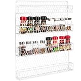 4 Tier White Country Rustic Chicken Wire Pantry, Cabinet or Wall Mounted Spice Rack Storage Organizer