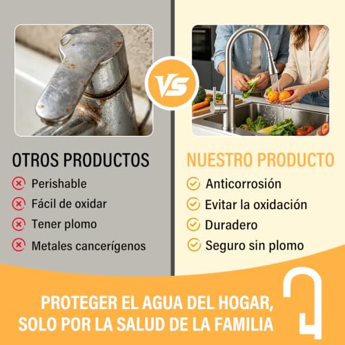 GALASALA Mezcladora para Fregadero, Llaves para Fregadero de Cocina con Manguera Extensible, Grifo de Cocina de Acero Inoxidable 304, Monomando para Freaadero de Alto Arco con 3 Modos de Agua